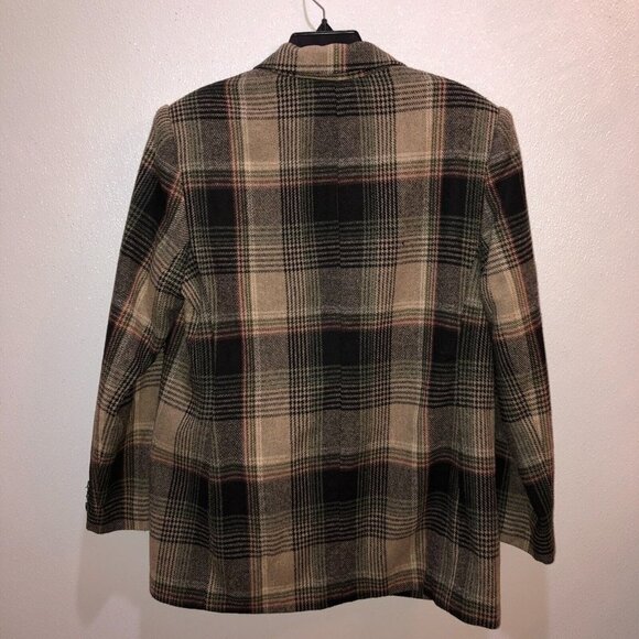 VTG White Stag Womens 1X  Brown Plaid 3 Button Front Blazer Jacket Academia - Picture 8 of 10